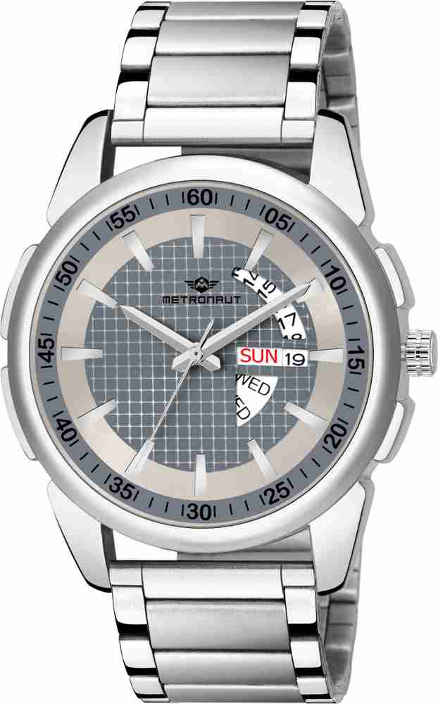 METRONAUT Elegant Grey Dial Round Shape Day Date Functioning