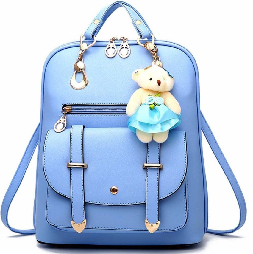 ANAYZA FASHION Girl s Fashion Pithu Bag for Travel School Material PU Leather Pack of 1 2 L Backpack Sky Blue Price in India Flipkart