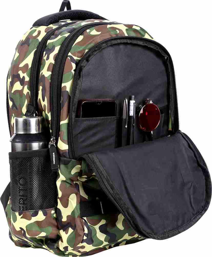 GRAVITY Army Look 18 inch School Backpack Bag for Kids Boys Girls Age 4 Years and above Water repellent Waterproof Backpack