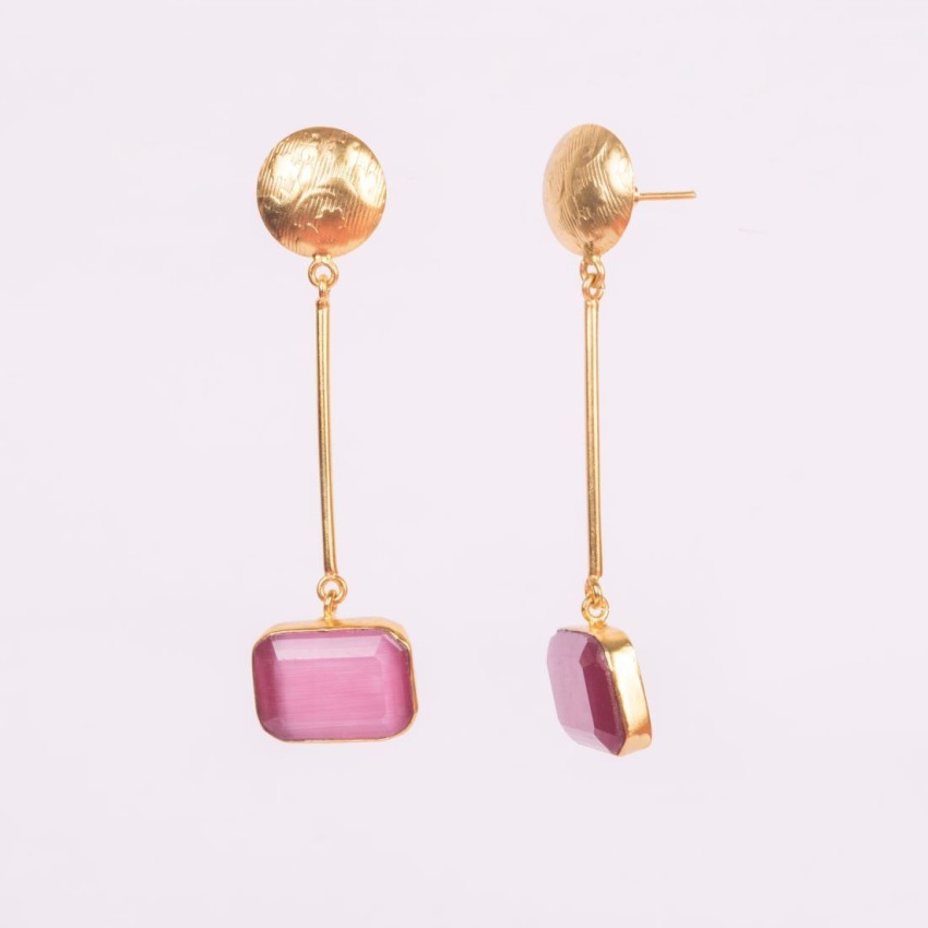 Mebella Designer Glass Earrings with Mebella Pink Onion Giltter Gold  Dropping Earrings PackCombo of 2 pairs