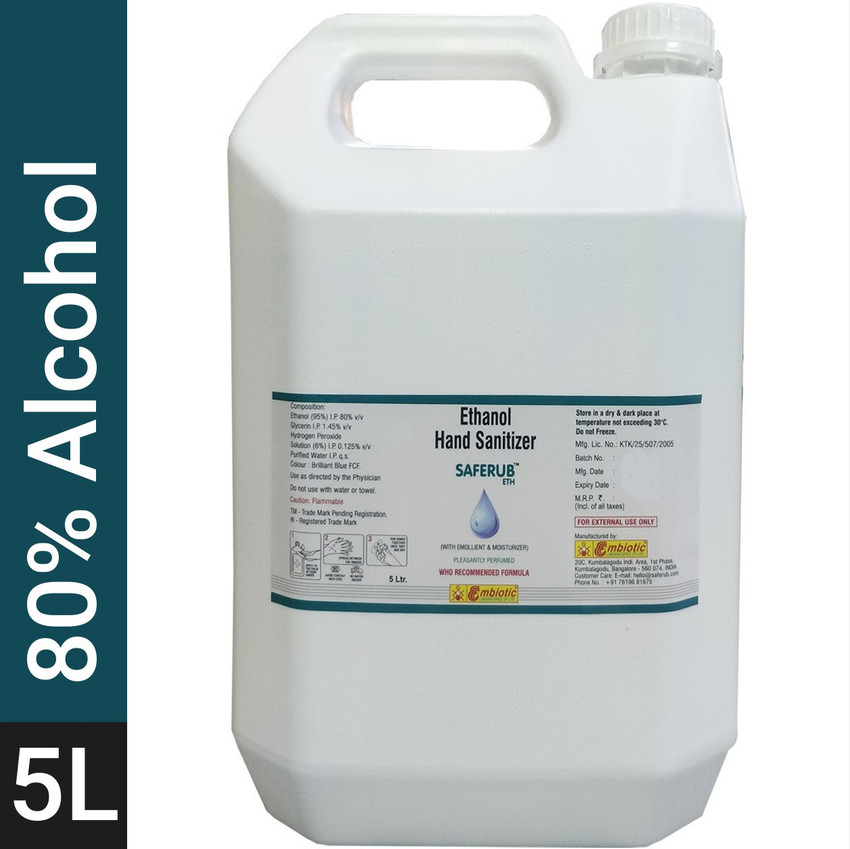 Saferub 80 Alcohol Based WHO recommended formula Hand Sanitizer