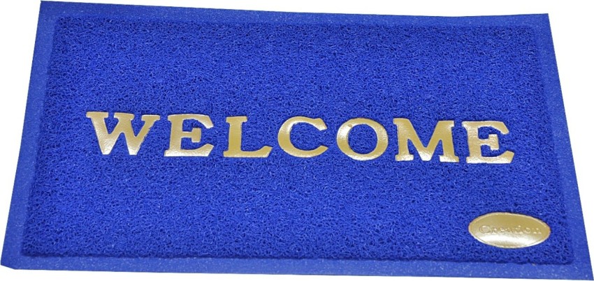 Kuber Industries PVC Anti Skid Welcome Door Mat (Blue) -CTLTC11177