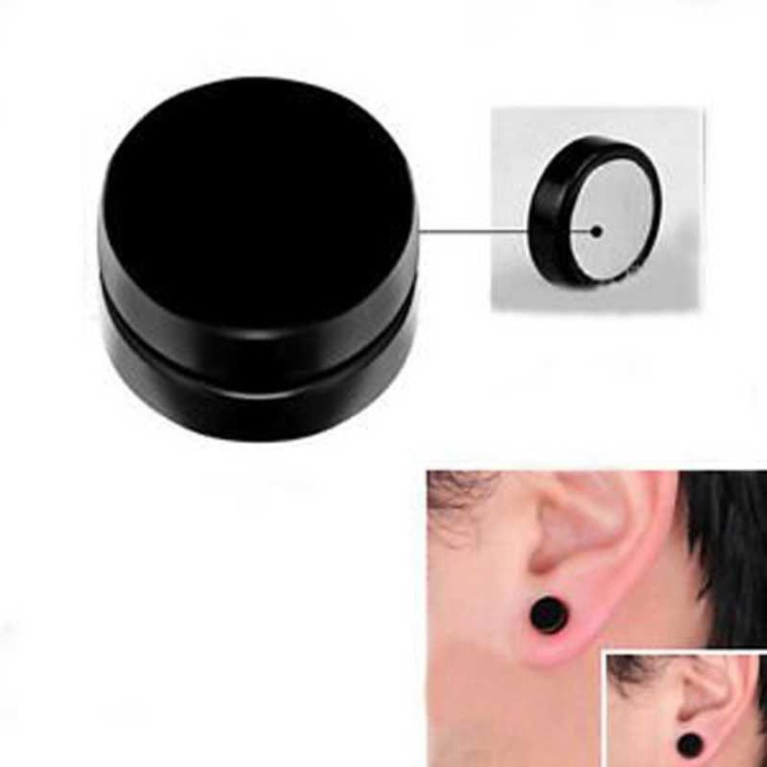 Silver Black NonPierced Magnet Bali Mens Ear rings  Earrings Combo For  Men  Gents  Boys  Boyfriend 