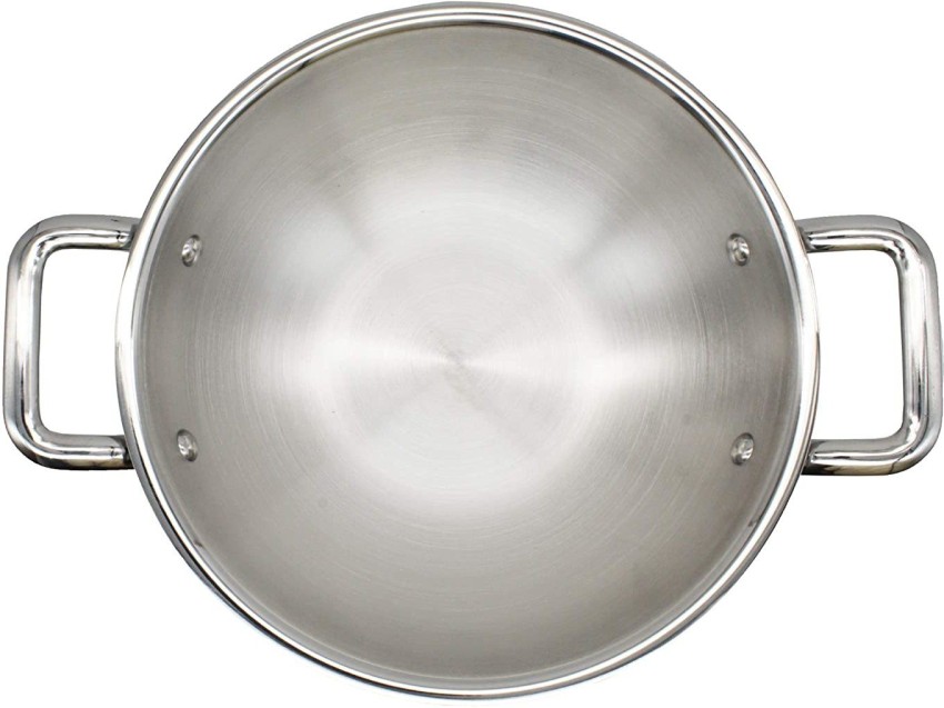 Trilonium Triply Stainless Steel Extra Deep Kadhai With Lid