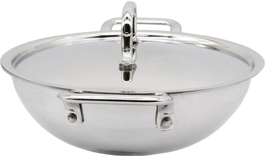 Trilonium Triply Stainless Steel Extra Deep Kadhai With Lid