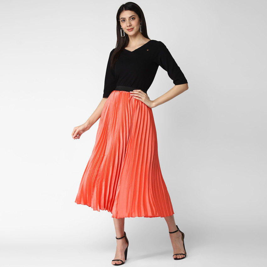 STYLESTONE Solid Women Pleated Orange Skirt Buy STYLESTONE Solid Women Pleated Orange Skirt Online at Best Prices in India Flipkart