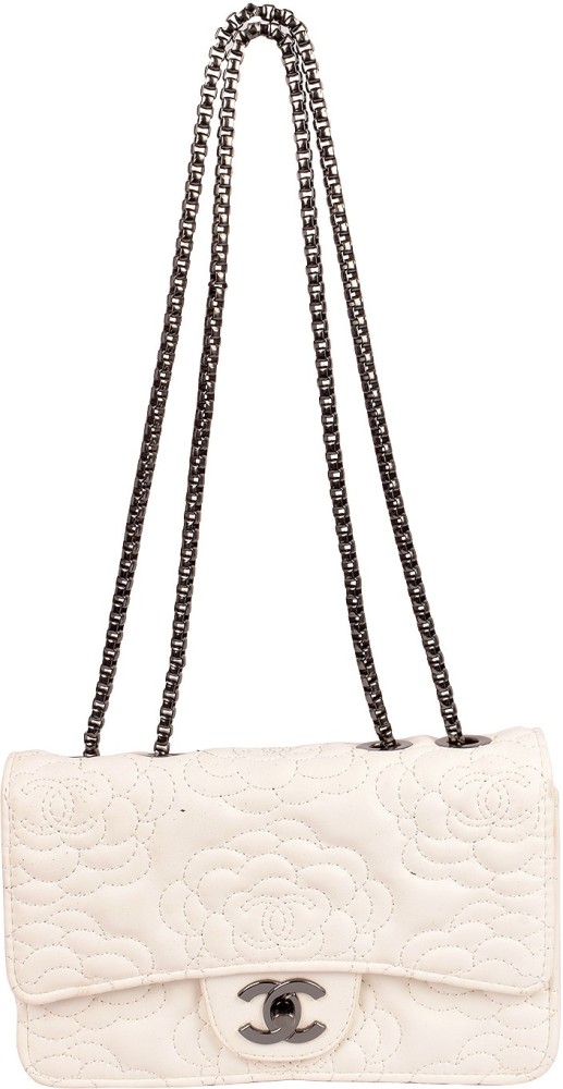 Chanel White Sling Bag Caviar Quilted Flapover Sling HandBag For Women White  - Price in India