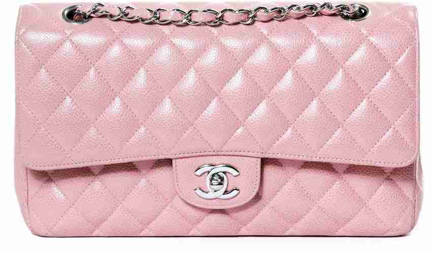 Chanel Pink Sling Bag Jumbo Caviar Quilted Flapover Sling HandBag For Women 13 8 5 Inch Light Pink Price in India Flipkart