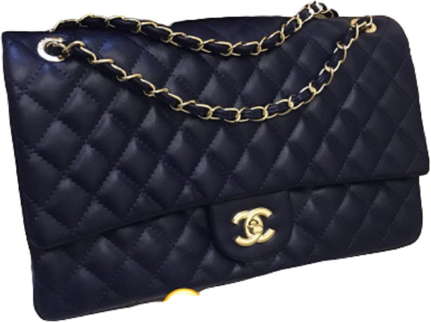 Chanel Blue Sling Bag Jumbo Caviar Quilted Flapover Sling HandBag For Women 13 8 5 Inch Dark Blue Price in India Flipkart