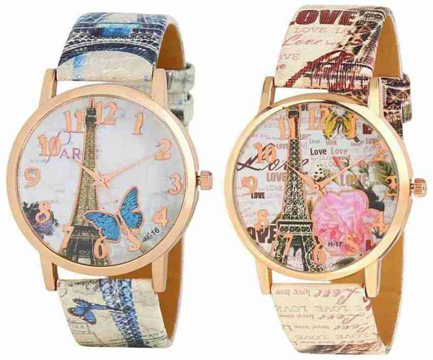 Lama Eiffel Tower COMBO PARIS Analog Watch For Girls Buy Lama Eiffel Tower COMBO PARIS Analog Watch For Girls New stylish blue pink butterfly Eiffel Tower analogue watch