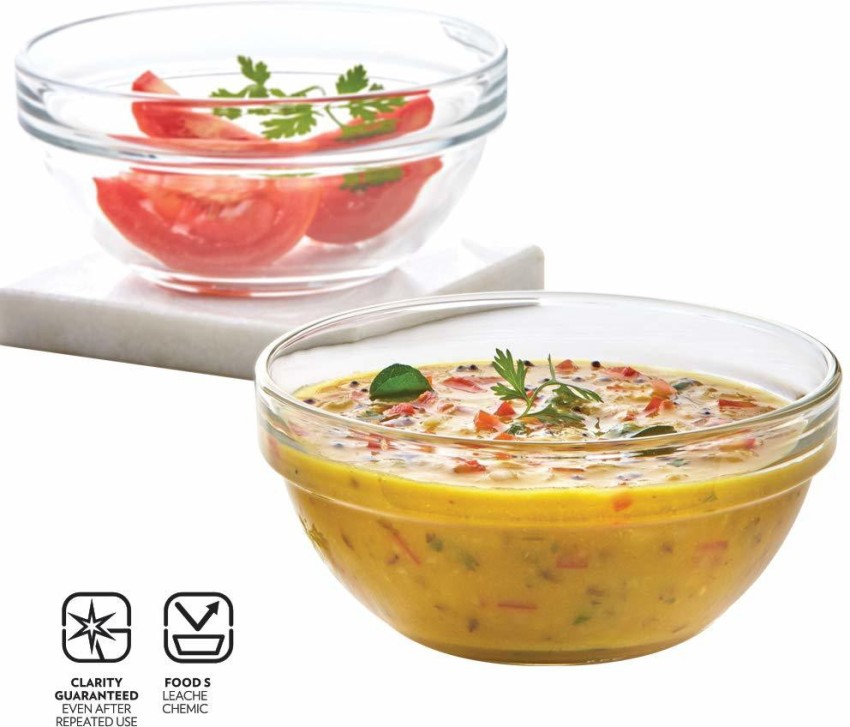 Borosil Glass Solid Mixing & Serving Bowls With Lids, Oven & Microwave Safe  Bowl, Set Of 2 (900 Ml, 900 Ml), Borosilicate Glass, Clear