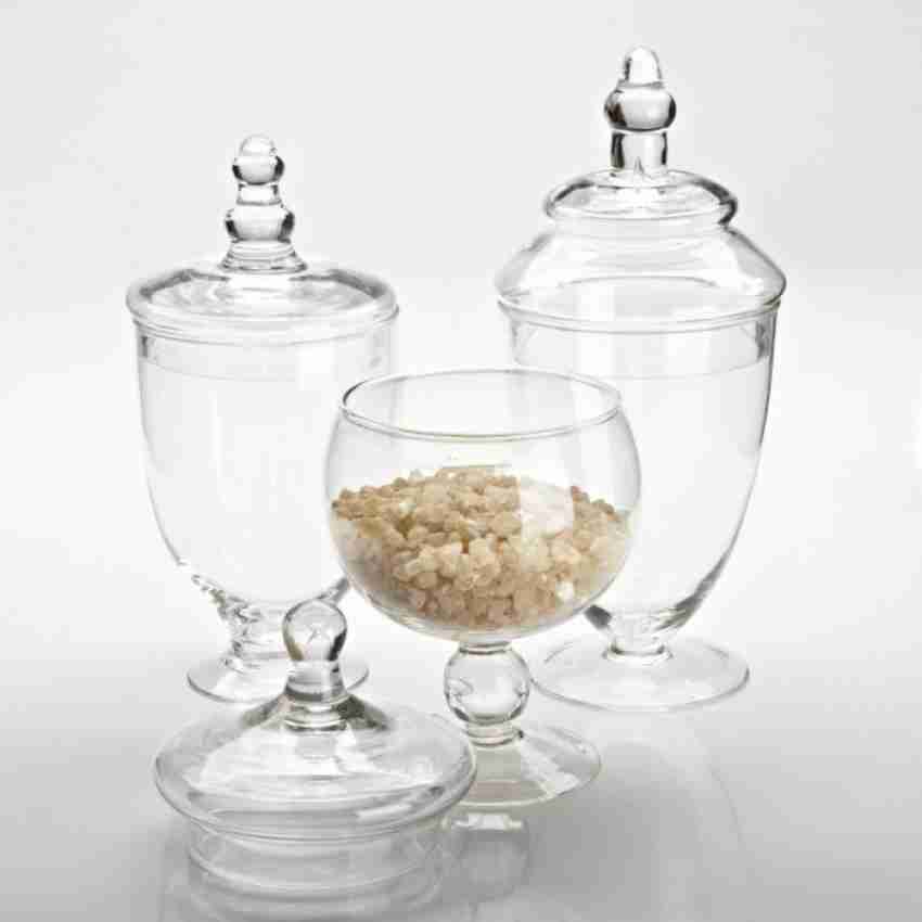 Clear Glass Apothecary Jars with Lid Decorative Footed Vase Candy