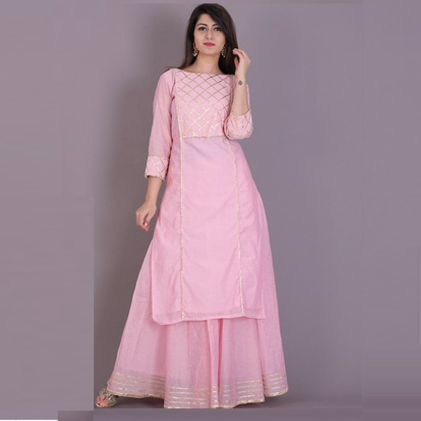 Aitbaar Pista Rayon Embroidered Kurti with Dupatta and Skirt Set | Bhadar