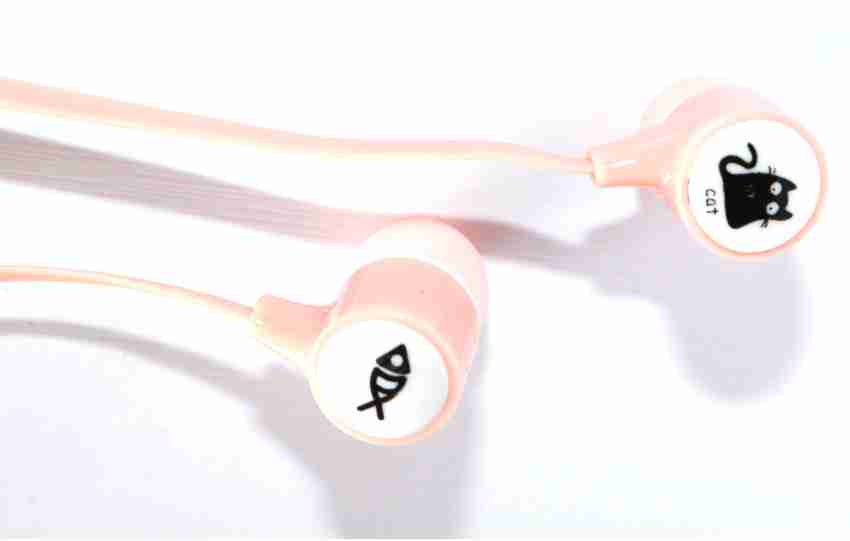 THREE Cartoon Blue Cat Earphones with Storage Case Wired Headset