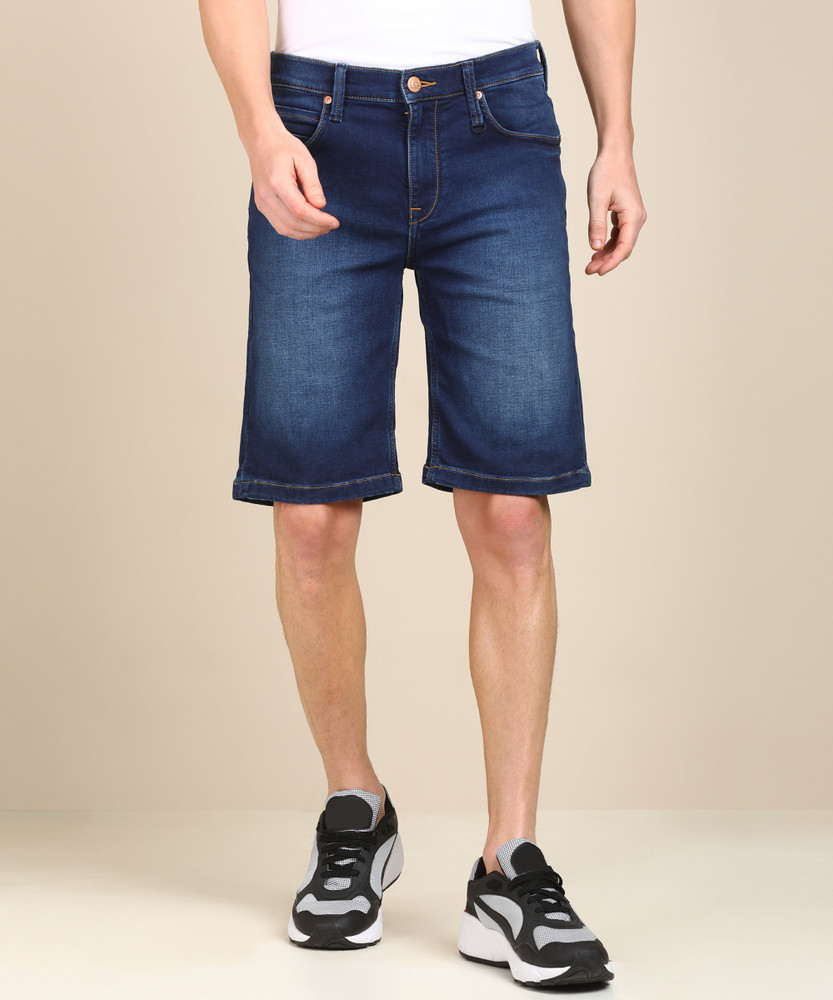 LEE Solid Men Dark Blue Denim Shorts Buy LEE Solid Men Dark Blue