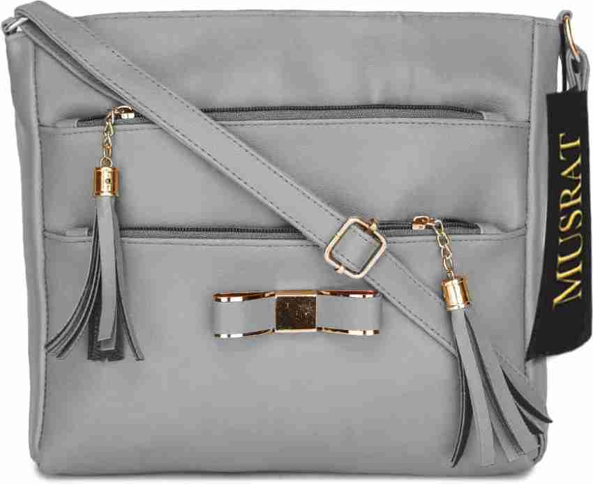MUSRAT Grey Sling Bag Latest Trend Party Wear Handbag & Sling Bag with Adjustable  Strap for Girls and Women's GREY - Price in India