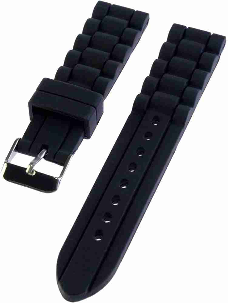 HOURSTAR 18MM Black Silicone Watch Strap Replacement Rubber Watch