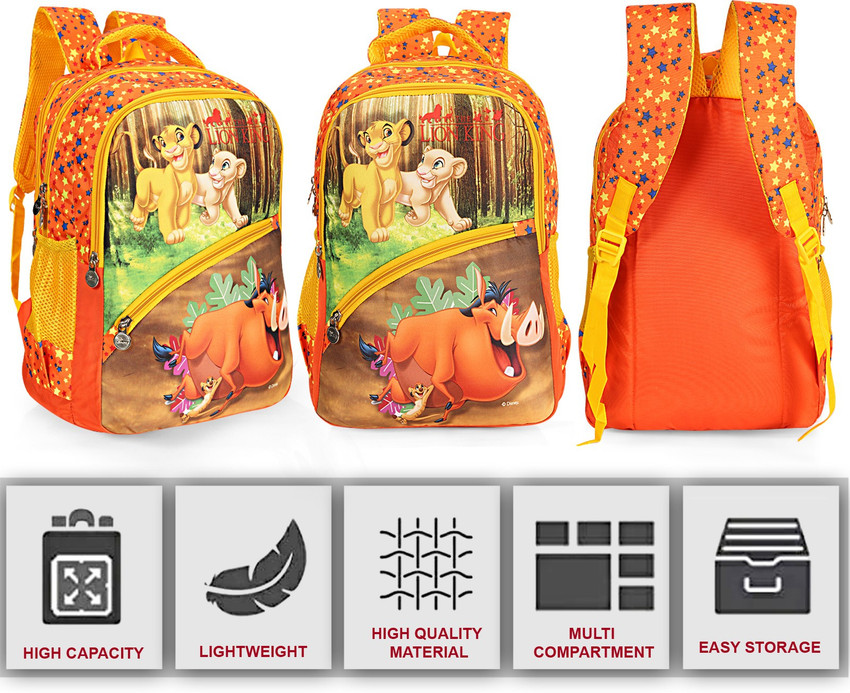 POLO CLASS Lion King School Bag Orange 25 L Backpack Multicolor Price in India Flipkart