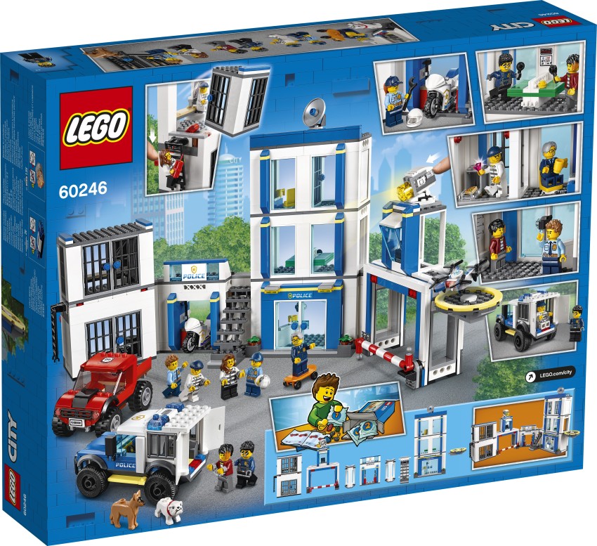  LEGO 60246 City Police Station Building Set with 2 Truck Toys,  Light & Sound Bricks, Drone and Motorbike : Toys & Games