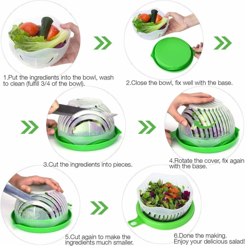 Salad Cutter Bowl 60 Seconds Salad Maker Easy Fruit Vegetable  Cutter Bowl Fast Fresh Salad Slicer Salad Chopper: Salad Serving Sets