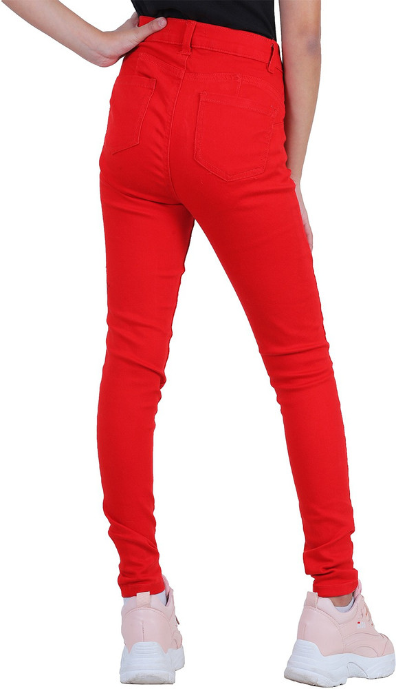Girls red skinny jeans sale