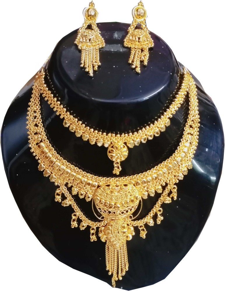 krishna fancy jewellers Silver Gold plated Gold Jewellery Set