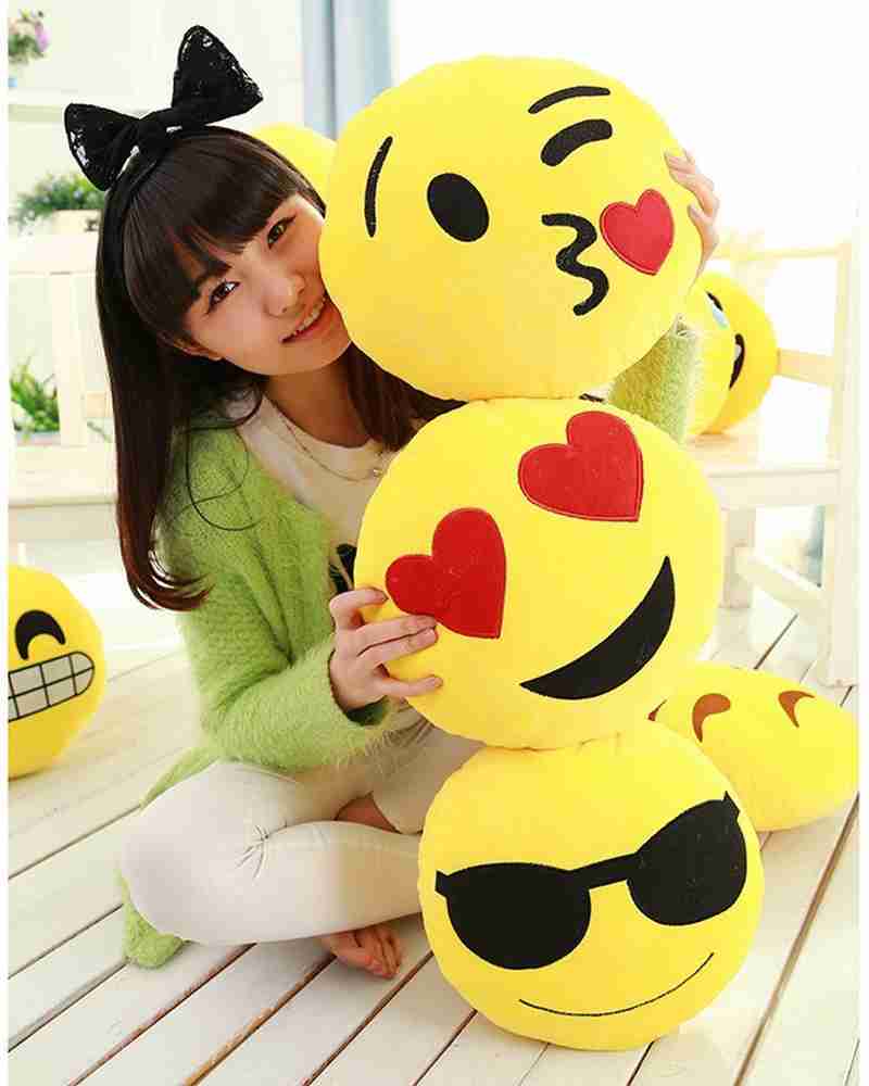 IVS HOME Premium Round Shape Emoji Smiley Cushions and Pillow
