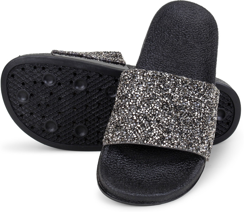 HUSH BERRY Women Sparkle Stone Flip Flops Slippers for Girls Women