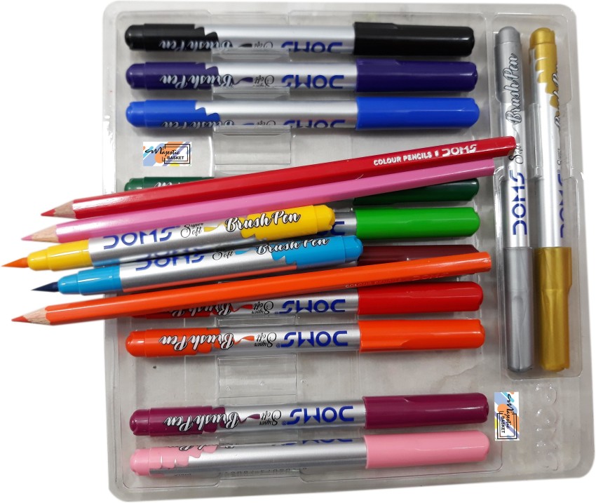 Doms Super Soft Tip Pastel Shades Brush Pen Set of 12+1 Best Fast Free  Shipping