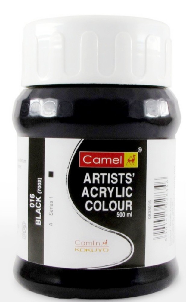 Camel Artist Acrylic Colour Bottle (Black ,500ml) - 838016