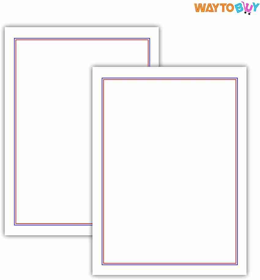 WAYTOBUY One Side Double Line Blue and Red Border Unruled  Assignment Or Project Paper for Students (70 GSM, BRUNRLDPRAS) Unruled  210x297mm 70 gsm A4 paper - A4 paper