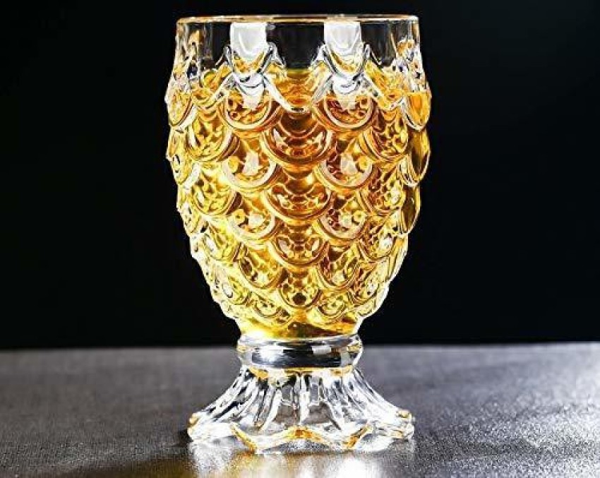 baluda Pack of 6 Glass Pineapple Shaped Juice Glasses, Drinking Glass Set,  Crystal Clear, Fancy Glass with Handle for Drinking Water, Juice, Cold  Drink, Whiskey, Wine, Liquor Price in India - Buy