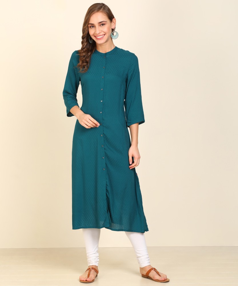 Women solid straight clearance kurta