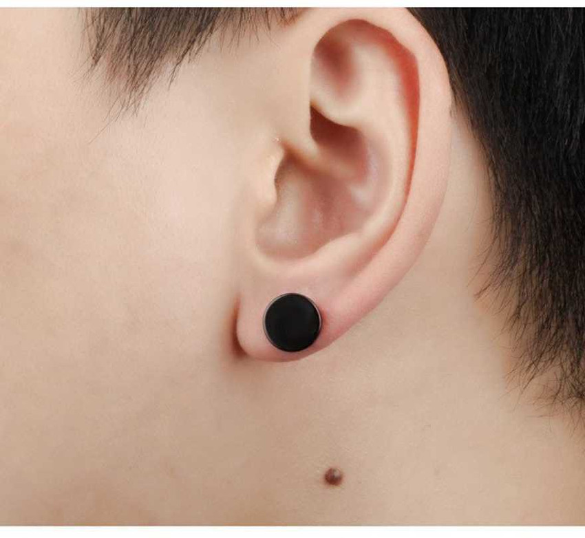 Mens black stud earrings hotsell