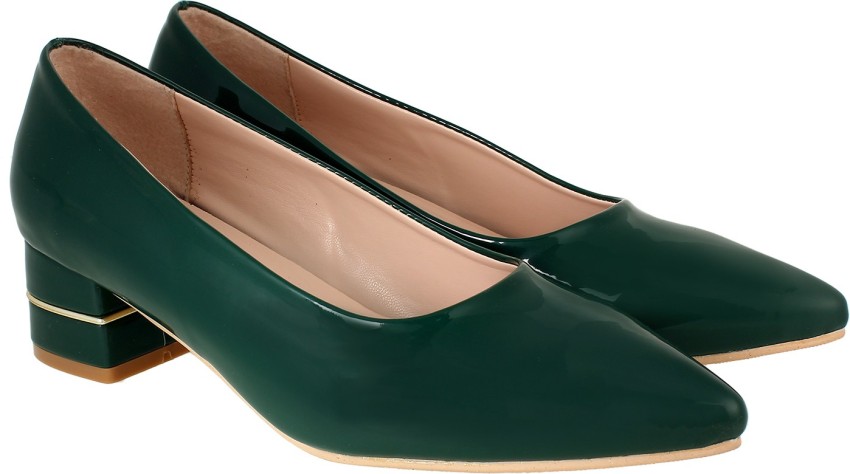 Green block heel online pumps