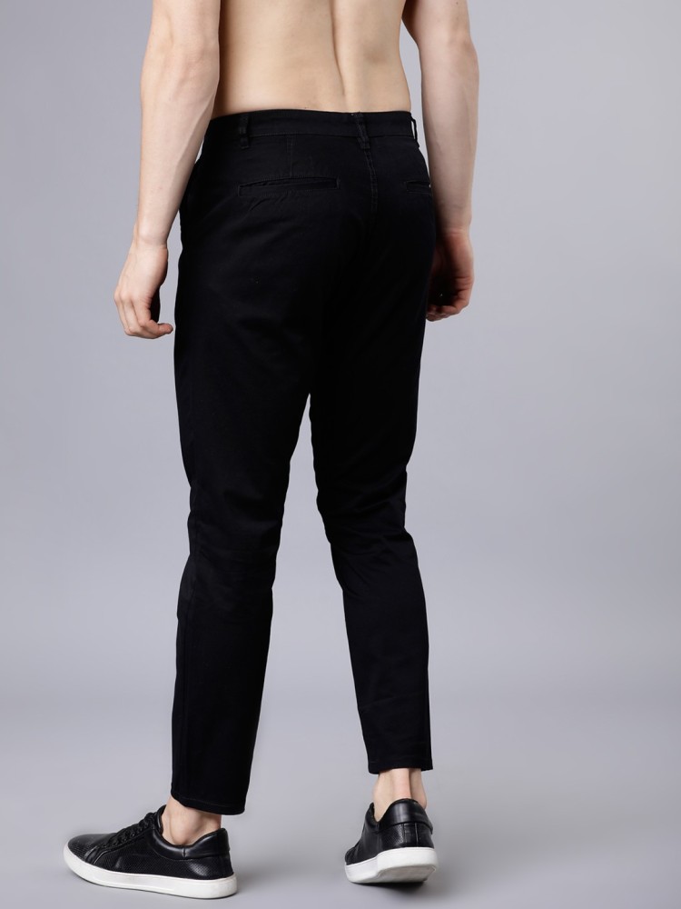 Textured Casual Khakis In Black B90 Regues