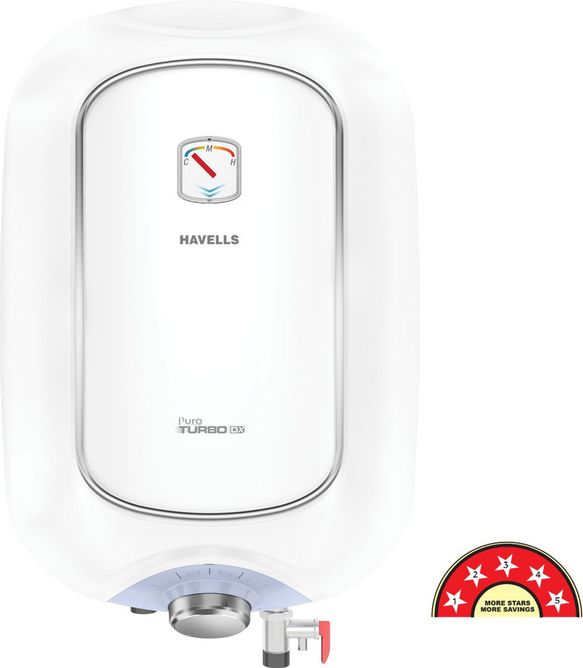 HAVELLS 15 L Storage Water Geyser (PURO TURBO DX (Adjustable KW KNob, 5  Star), White) Price in India - Buy HAVELLS 15 L Storage Water Geyser (PURO  TURBO DX (Adjustable KW KNob,