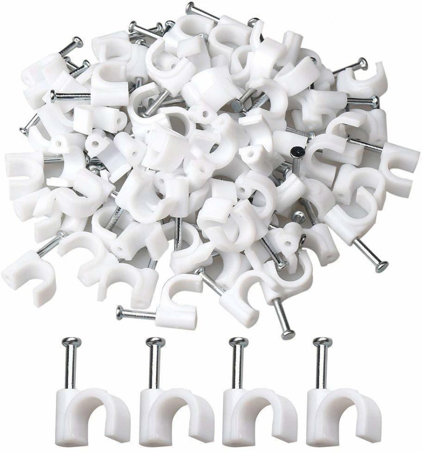 Monoprice Circle Cable Clips With Steel Nail, 10mm, 100 Pcs/pack
