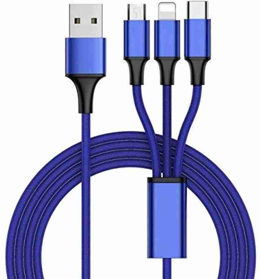 blue seed Micro USB Cable 1.2 m Telescopic 3-IN-1 Retractable 3.0 Fast  Charger Cord, 4Ft/1.2M Multiple USB Charge Cord Compatible with Phone/Type C/Micro  USB for All Android and iOS Smartphones - blue