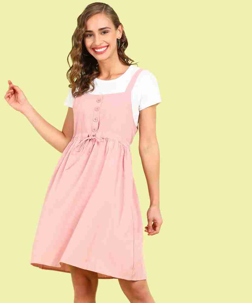 Pink pinafore cheap dress
