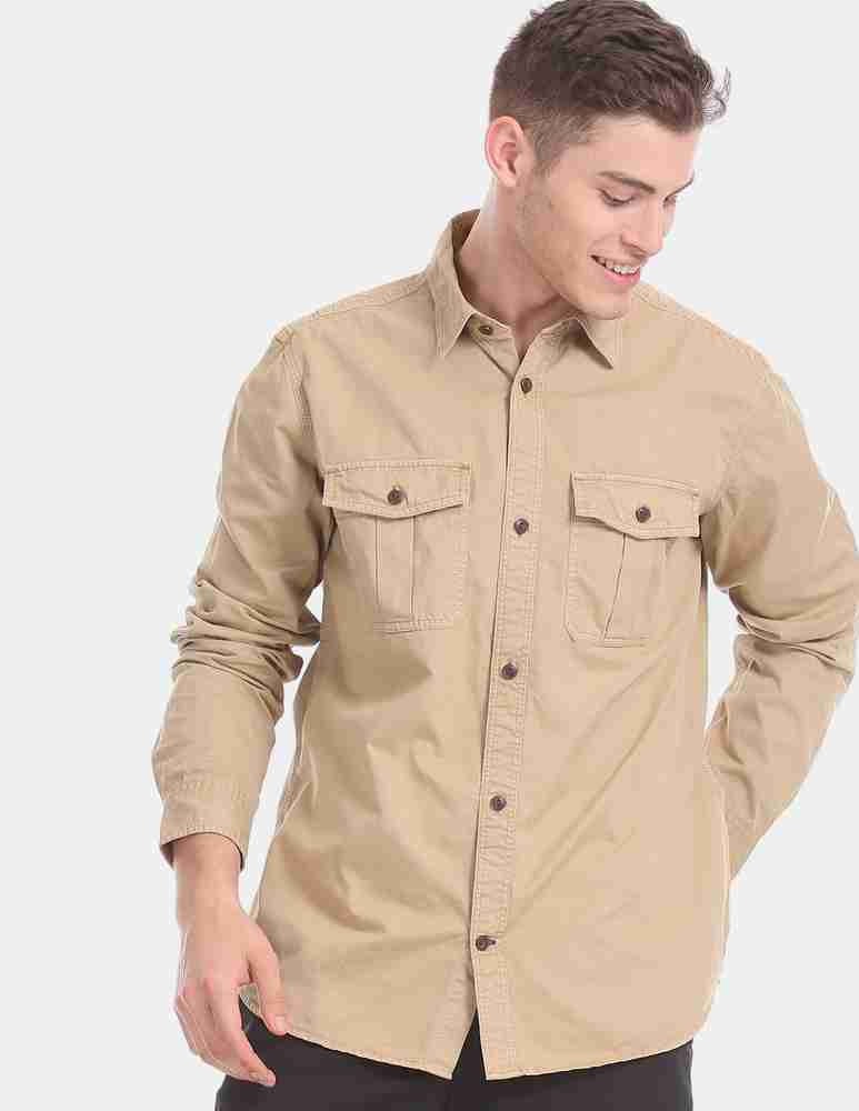GAP Men Solid Casual Beige Shirt Buy GAP Men Solid Casual Beige