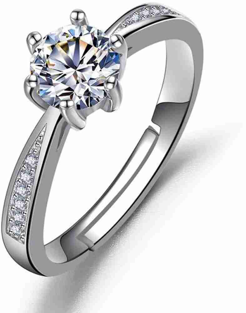 MYKI Beautiful Princess Design Adjustable Ring For Women & Girls (Silver) Sterling  Silver Swarovski Zirconia Sterling Silver Plated Ring Price in India - Buy  MYKI Beautiful Princess Design Adjustable Ring For Women