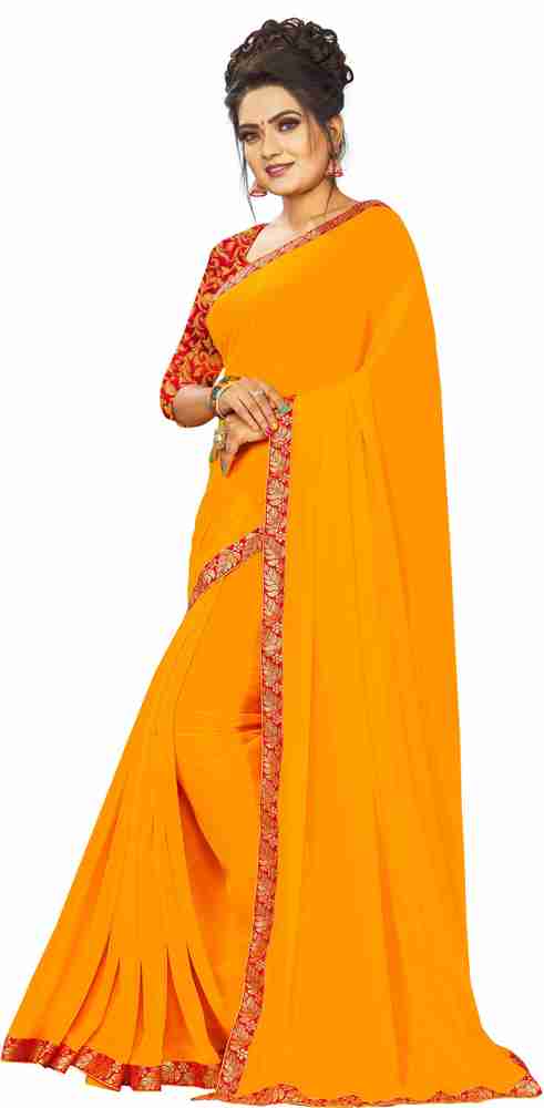 Buy Saree Trendz Self Design Bollywood Georgette Mustard Sarees