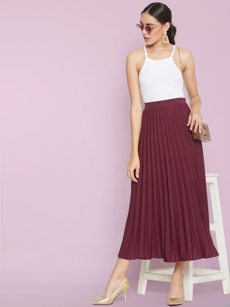 Maroon hotsell skirt pleated