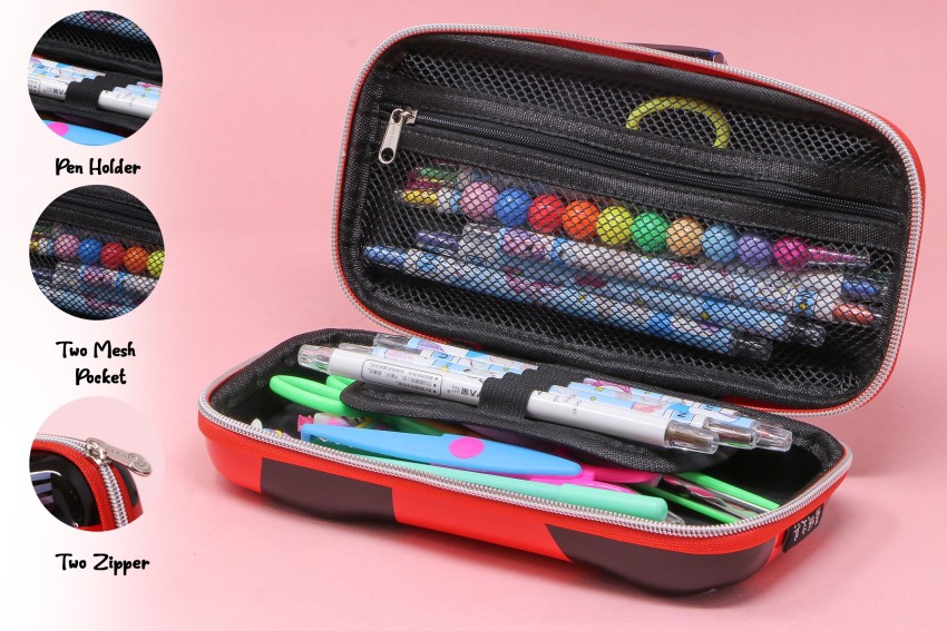 FIDDLERZ Pencil Case 3D Embossed Design Large Capacity  Stationary Organizer with Compartments Pen & Pencil Pouch Bag Case for  School Supplies - Blue T-Rex Art EVA Pencil Box - Pouch