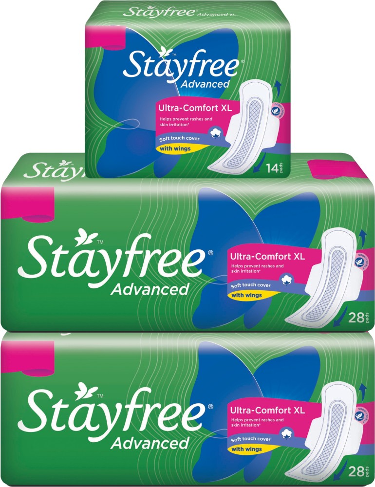 STAYFREE Advanced Ultra-Comfort XL, Soft touch cover with wings Sanitary  Pad, Buy Women Hygiene products online in India