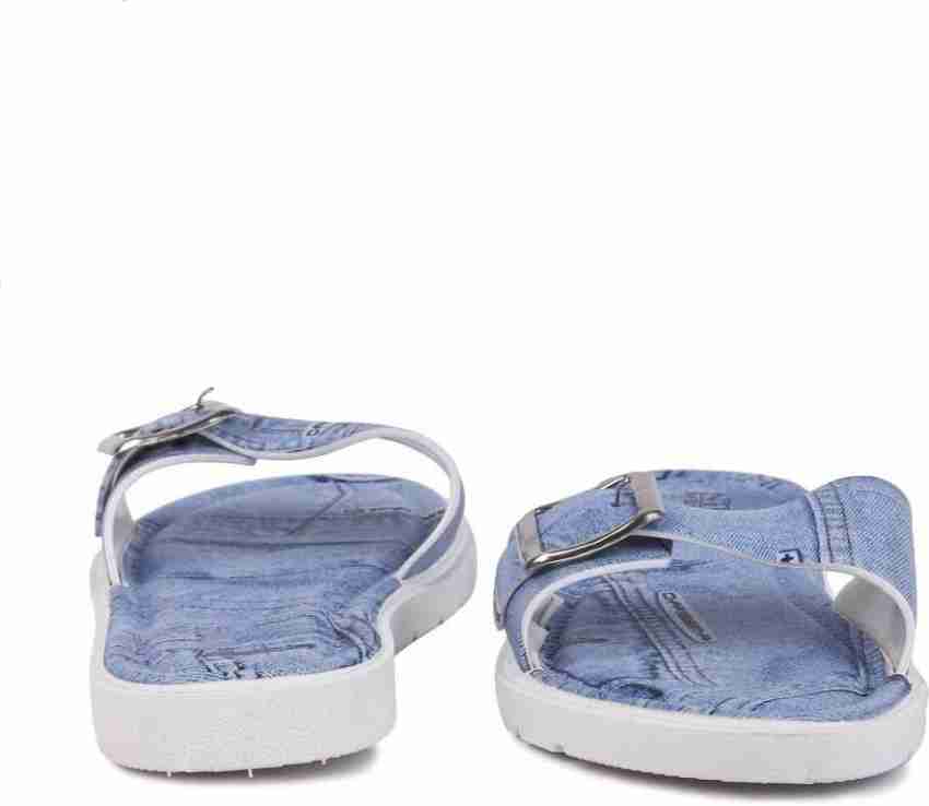 SQR Women Women s Denim Belt Slides Slipper Flip Flops Buy SQR