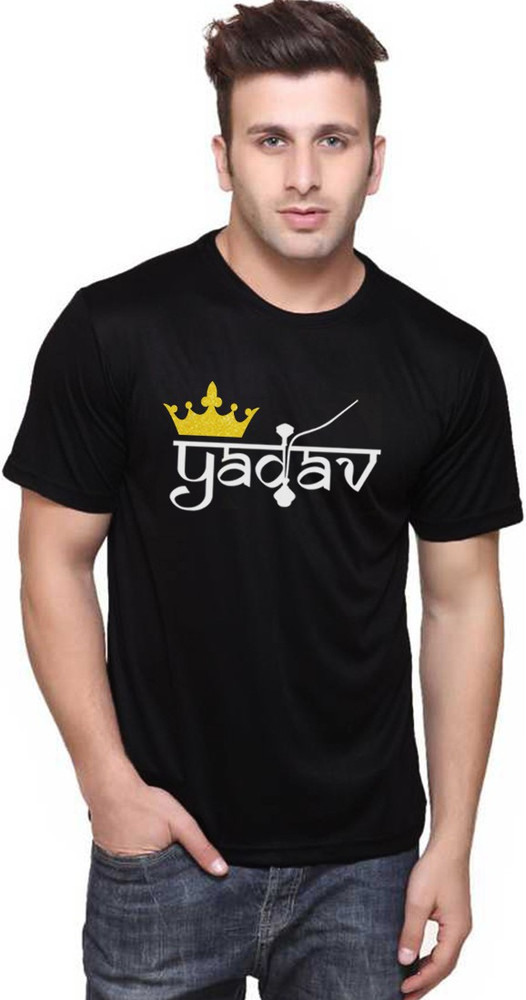 yadav print t shirt black