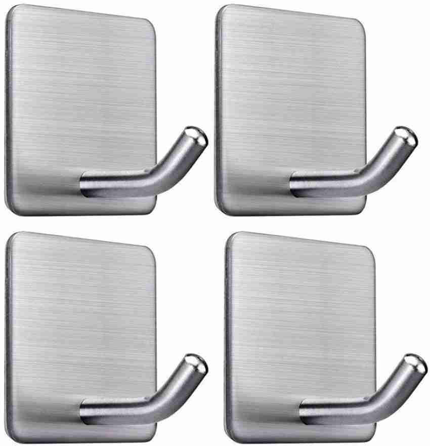 SUPVOX 4 Packs Stainless Steel Self Adhesive Heavy Duty Stick on Towel Wall  Sticky Hooks for Hanging Bathroom Home Kitchen Door Hanger Price in India -  Buy SUPVOX 4 Packs Stainless Steel