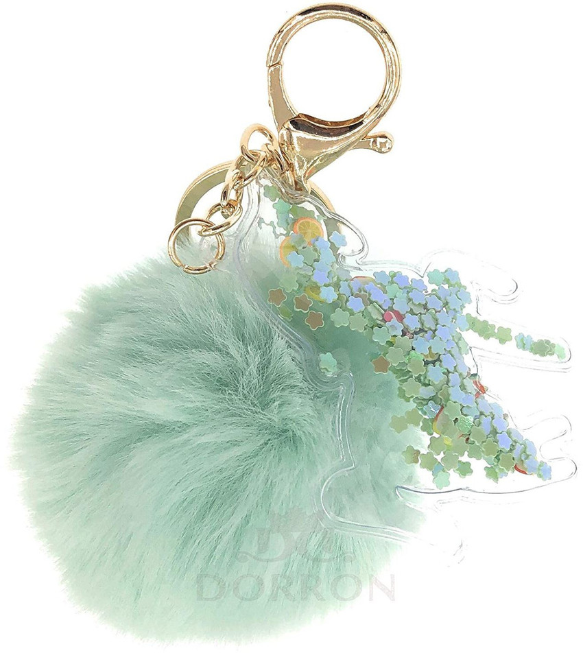 Mint green pom pom new arrivals keyring